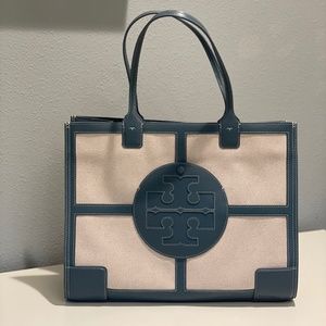 Tory Burch Ella Canvas Quadrant Tote New